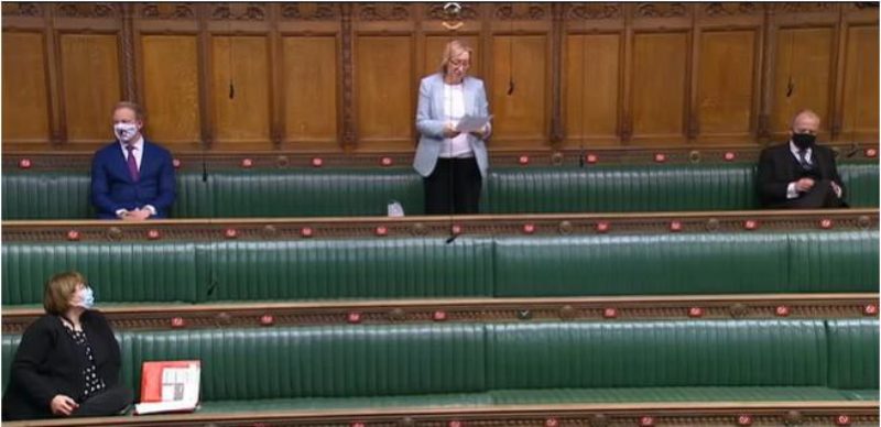 Gill Furniss asking her question on taxi drivers in the House of Commons