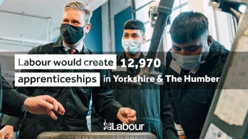 Labour Party graphic, promoting our plan to create 12,970 apprenticeships in Yorkshire.